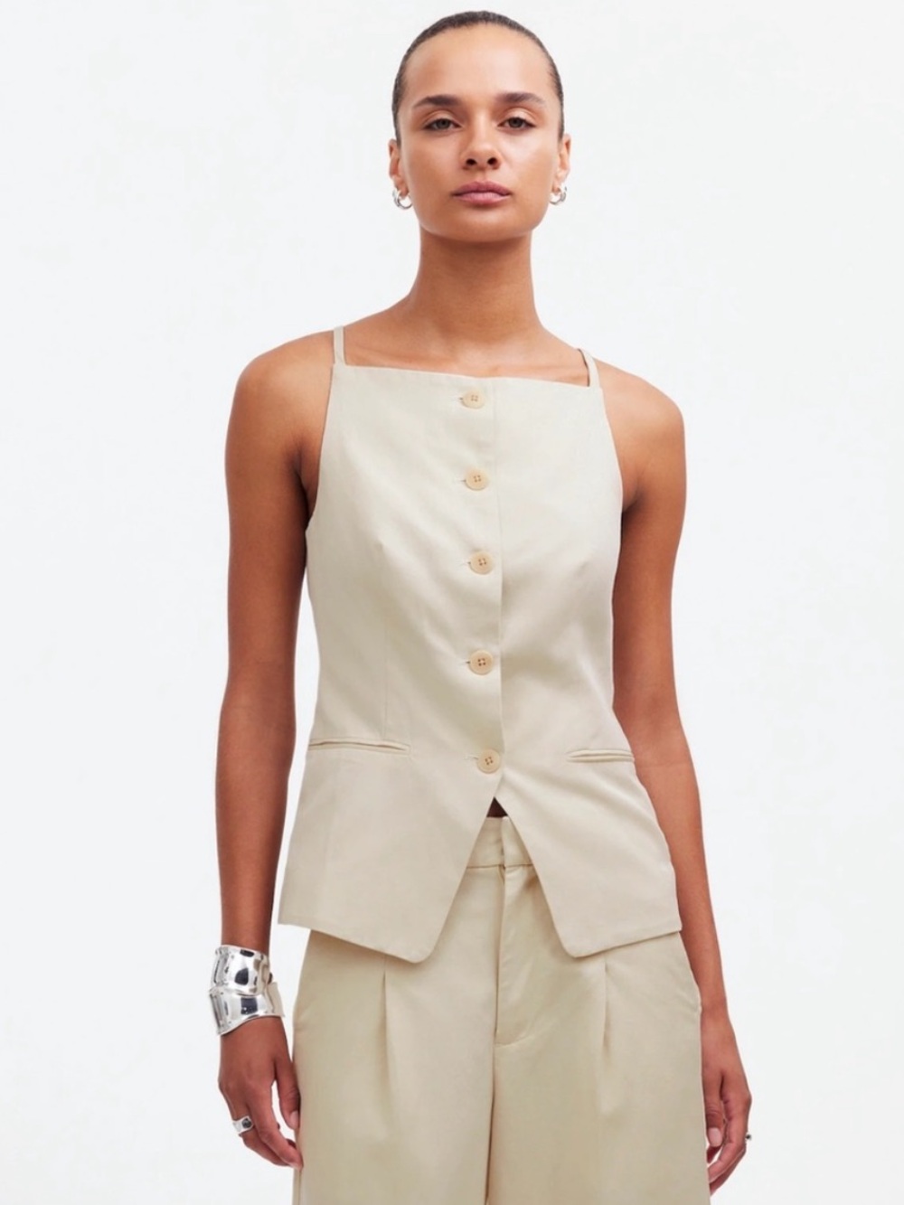 Madewell Cream Linen-Blend Vest Top — Size 6